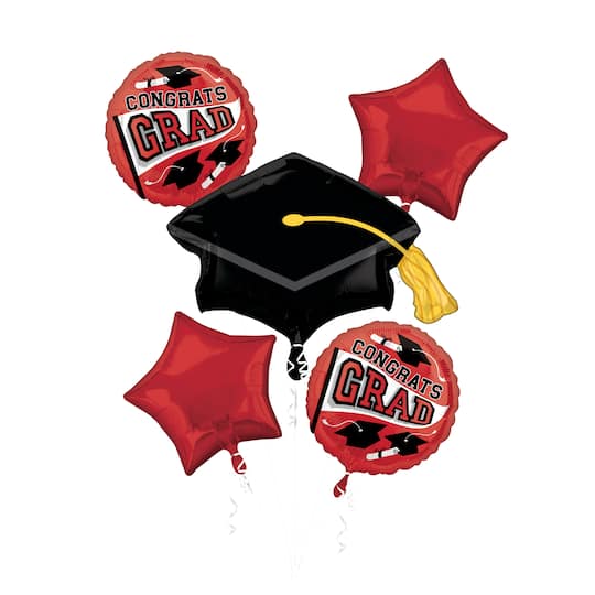 Red Congrats Grad Foil Balloon Bouquet